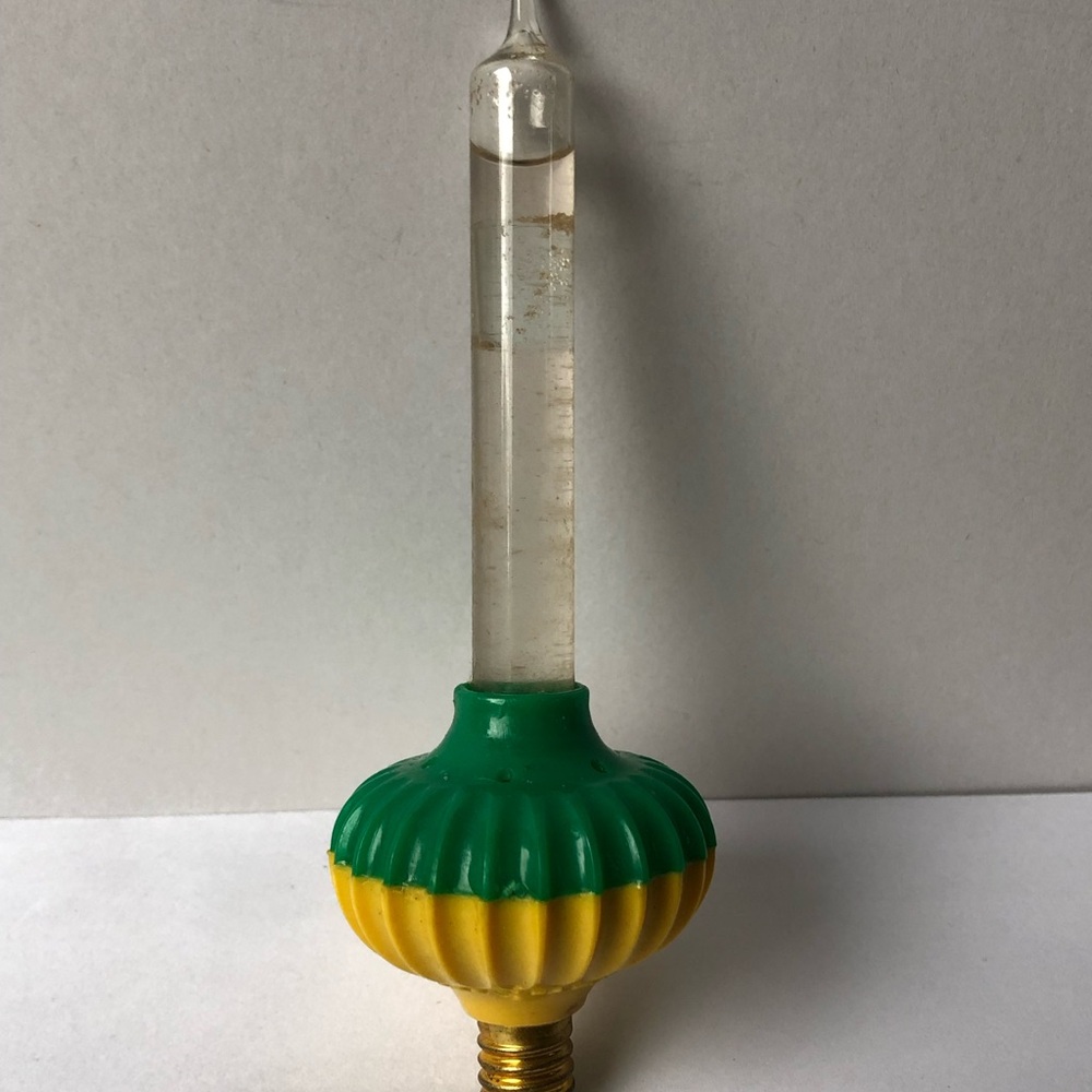 Rare Vintage MCM Noma Christmas Green & Yellow Biscuit Bubble Light Bulb
